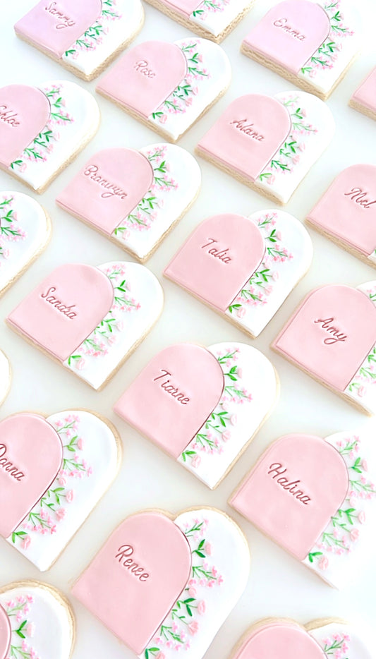 Personalised double arch place card cookies
