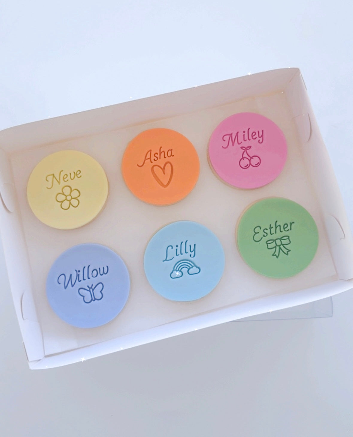 Rainbow placement cookies